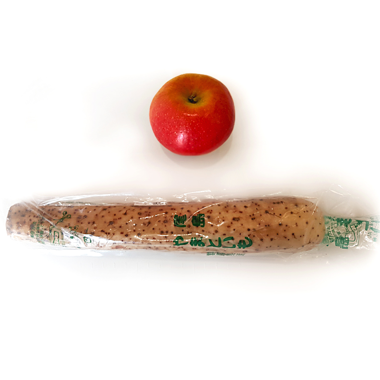 Yamatoimo (mit Apfel für Größenvergleich)