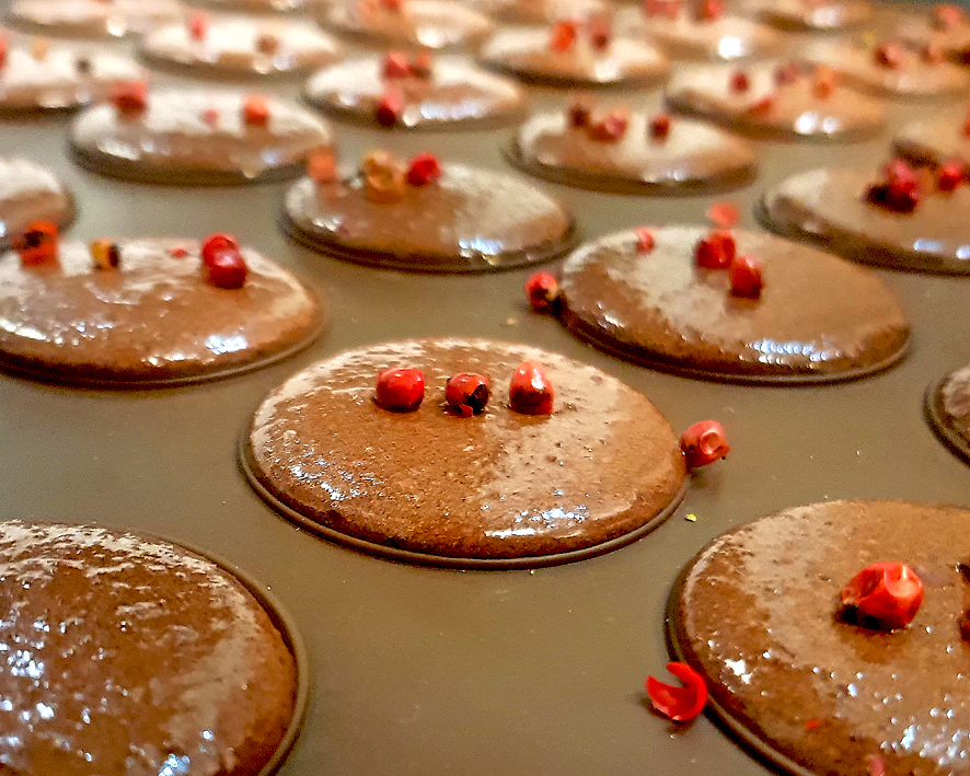 Kakaokekse auf der Pavoni Silikonbackmatte